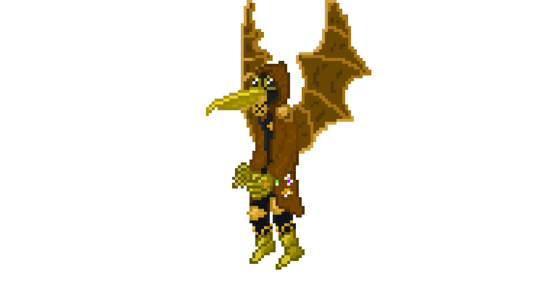 A unuesed boss for oni game of a steampunk styled plague doctor with wings and potions 