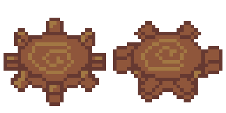 A sprite sheet for a spinning wooden gear projectile 