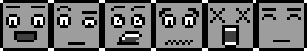 A set of boxes with varying facial expresions